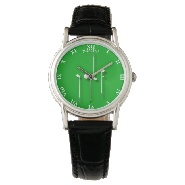 Golf Logo mit Golf Ball Clubs Birdie Eagle Golfer Armbanduhr (Vorderseite)