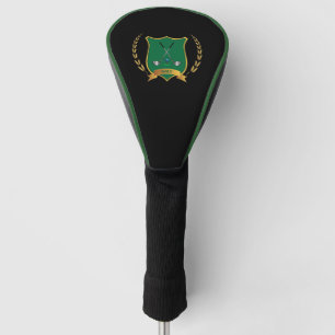 Golf-Logo mit Golfklubs auf schwarz Golf Headcover
