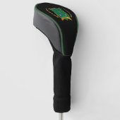 Golf-Logo mit Golfklubs auf schwarz Golf Headcover (angewinkelt)