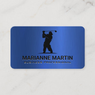 Golf-Logo   Sportler   Blau Metallic Visitenkarte