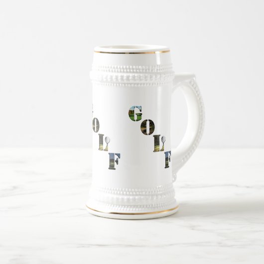 Golf-Logo und Golf-Ball Bierglas (VorderseiteRechts)