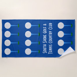 Golf Lover Balls & T-Shirts Blue Beach Handtuch