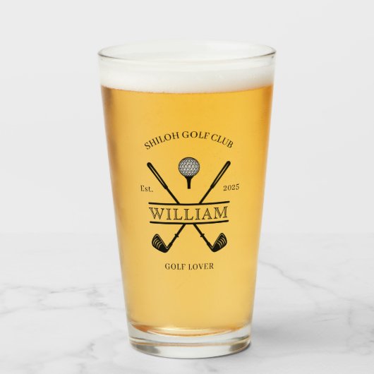 Golf Lover Cross Club Name Beer Glas (Vorne (Gefüllt))