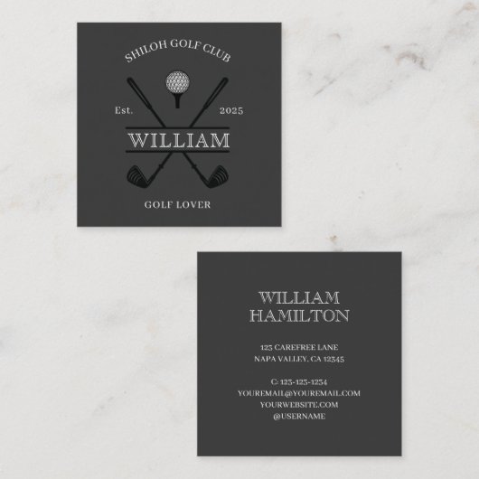 Golf Lover Cross Club Quadratische Visitenkarte (Vorne/Hinten)