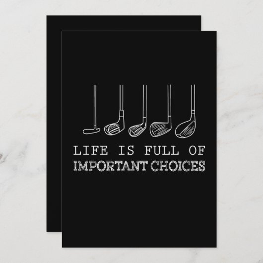 Golf Lover | Das Leben ist voller wichtiger Entsch Einladung (Vorne/Hinten)