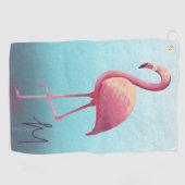 Golf Lover Flamingo Pink Blue Elegante Monogram Golfhandtuch (Horizontal)