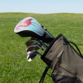Golf Lover Flamingo Pink Blue Elegante Monogram Headcover (In SItu)