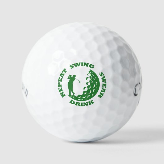 Golf Lover Gift - Swing Swear Drink Repeat Graphic Golfball (Vorderseite)