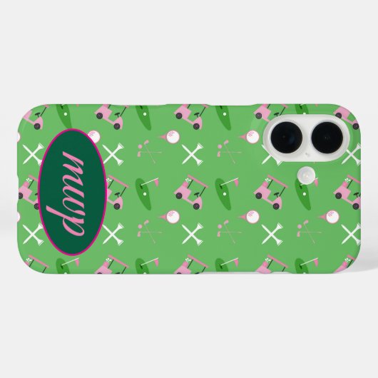 Golf Lover iPhone Case - Custom Monogram & Cart (Rückseite (Horizontal))