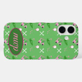 Golf Lover iPhone Case - Custom Monogram & Cart (Rückseite (Horizontal))