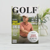 Golf Magazine Birthday Einladung, Spaß Golf Einlad Einladung (Stehend Vorderseite)