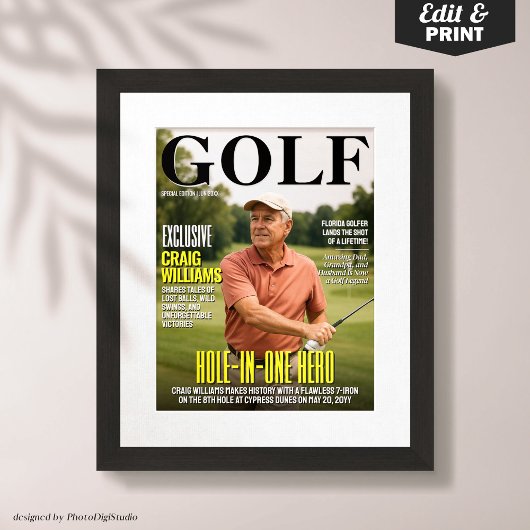 Golf Magazine Cover, Fun Golf Geschenk für Loch in Poster