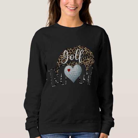 Golf Mama Leopard Print Lips Golf Player Mama Sweatshirt (Vorderseite)