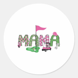 Golf Mama Pink Hole in einem Golf 1. Geburtstagski Runder Aufkleber