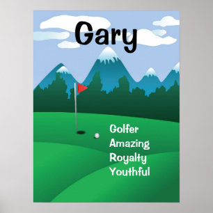 Golf Mens Womens Personalisierter Name Kunstgewerb Poster