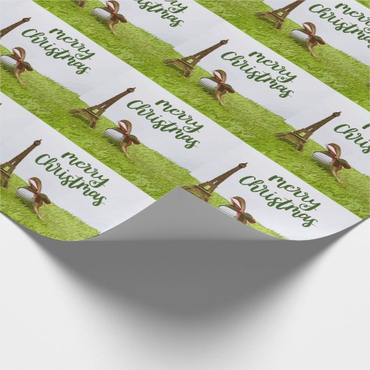 Golf Merry Christmas Eiffel Paris Frankreich Geschenkpapier (Ecke)