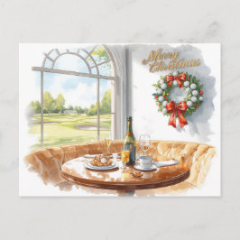 Golf Merry Christmas from Golf Course Clubhouse Feiertagspostkarte