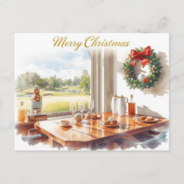 Golf Merry Christmas from Golf Course Clubhouse Feiertagspostkarte