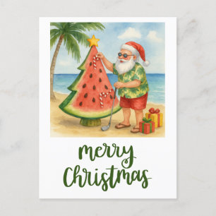 Golf Merry Christmas Santa Golfer Beach Thema Feiertagspostkarte