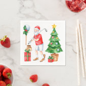 Golf Merry Christmas with Santa Claus Golfing Serviette (Beispiel)