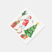 Golf Merry Christmas with Santa Claus Golfing Serviette (Ecke)