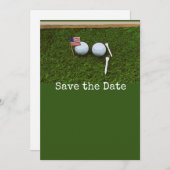 Golf mit amerikanischer Flagge und Golfball Einladung (Vorne/Hinten)