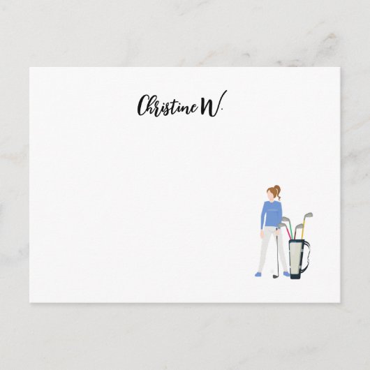 Golf mit dem Namen der Frau Golfer Note Card Postkarte (Vorderseite)