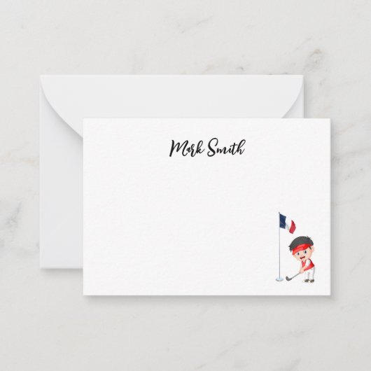 Golf mit dem Namen des französischen Golfers Mitteilungskarte (Vorderseite)