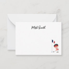 Golf mit dem Namen des französischen Golfers Mitteilungskarte