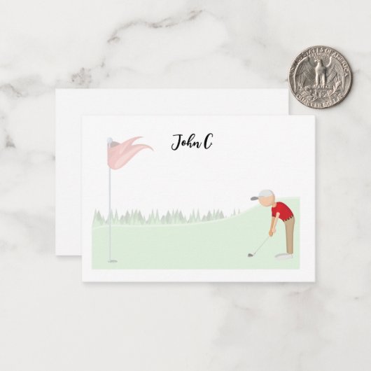 Golf mit dem Namen Golf Golfspieler Golfplatz Mitteilungskarte (Vorderseite/Rückseite Beispiel)