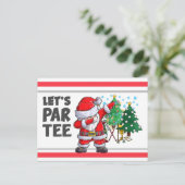 Golf mit dem Weihnachtsmann Let's Par T-Shirt Part Postkarte (Stehend Vorderseite)
