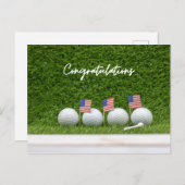 Golf mit der Fahne der amerikanischen Glückwünsche Postkarte (Vorne/Hinten)