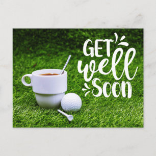 Golf Mit einer Tasse Kaffee und Kugel wird Golf ba Postkarte