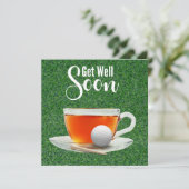 Golf Mit einer Tasse Tee auf Grün wird Golf bald g Karte (Stehend Vorderseite)