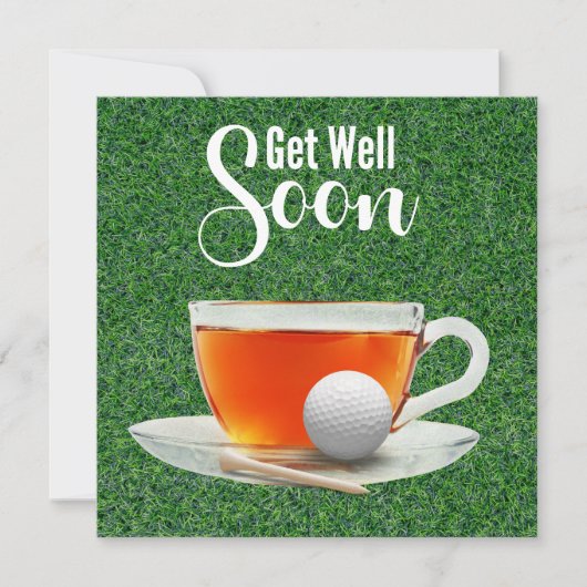 Golf Mit einer Tasse Tee auf Grün wird Golf bald g Karte (Vorderseite)