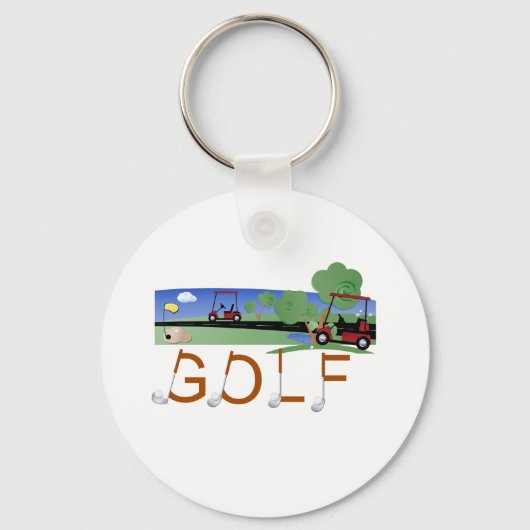Golf mit Golfwagen Schlüsselanhänger (Vorderseite)