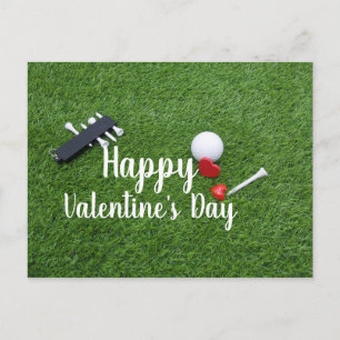 Golf mit Liebe auf der grünen Happy Valentine Day  Postkarte