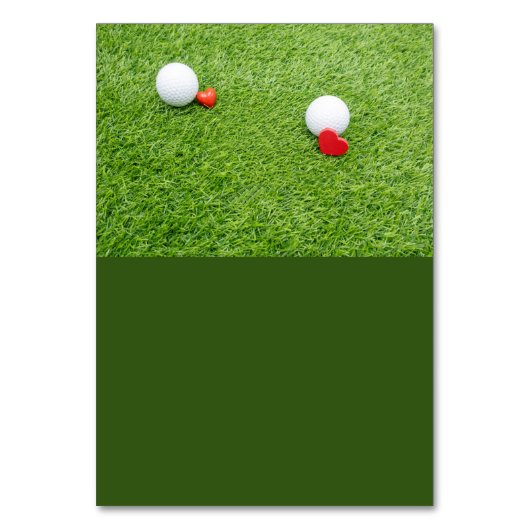 Golf mit Liebe auf grüner Tischnummer (Rückseite)