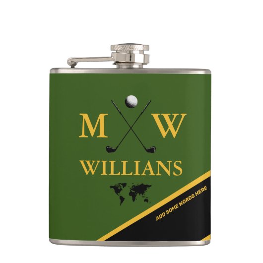 Golf Mit Monogramm Flasche Personalisiert für Golf Flachmann (Vorderseite)
