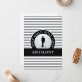 Golf Mit Monogramm für ihn Golfer Grau Schwarz Mod Mitteilungskarte (Vorderseite/Rückseite Beispiel)