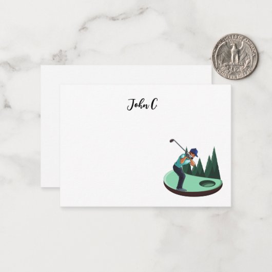 Golf mit Name Cart Golfer Golf Mitteilungskarte (Vorderseite/Rückseite Beispiel)