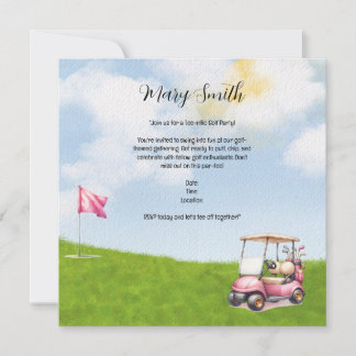 Golf mit Namen für Golfer mit Golfwagen unter Flag Einladung