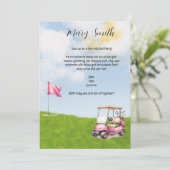 Golf mit Namen für Golfer mit Golfwagen unter Flag Einladung (Stehend Vorderseite)