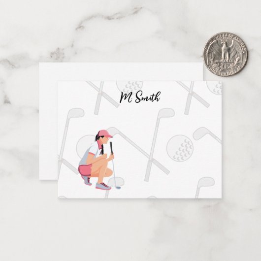 Golf mit Namen für Golfer Note Card Mitteilungskarte (Vorderseite/Rückseite Beispiel)
