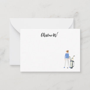 Golf mit Namen für Golferin Mitteilungskarte