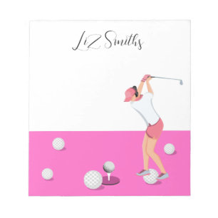 Golf mit Namen für Golferin Pink Thema Notizblock