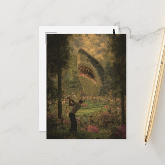 Golf mit Surrealhai Postkarte (Vorderseite/Rückseite Beispiel)