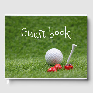 Golf mit Tee & Herz auf grünem Gras Gästebuch