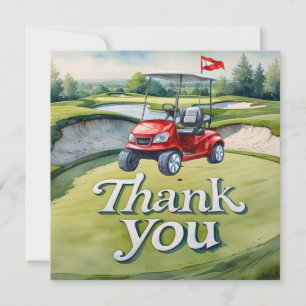 Golf mit Text auf dem Golfplatz Aquarellfarben Dankeskarte