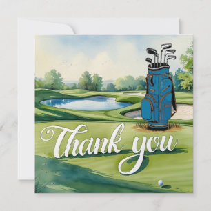 Golf mit Text auf dem Golfplatz Aquarellfarben Dankeskarte
